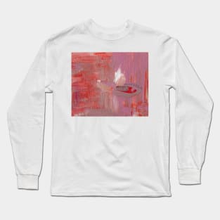 Abstract Oil Painting Waterlily Pink White Red Long Sleeve T-Shirt